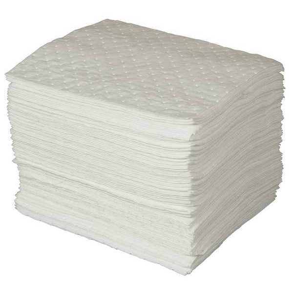 Sorbent Pad, 20 gal, 15 in x 19 in, Oil, White, Polypropylene