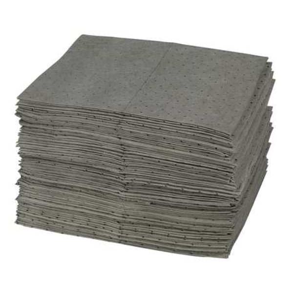 Sorbent Pad, 25 gal, 15 in x 19 in, Universal, Gray, Polypropylene