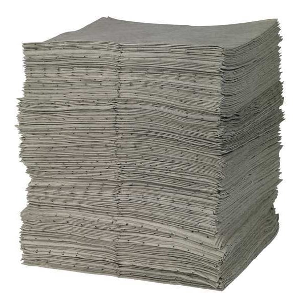 Sorbent Pad, 34 gal, 15 in x 17 in, Universal, Gray, 200 PK