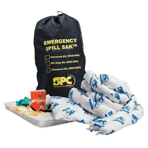 Spill Kit, 9 gal Volume Absorbed per Kit, Bag, Black