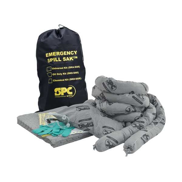 Spill Kit, 9 gal Volume Absorbed per Kit, Bag, Black
