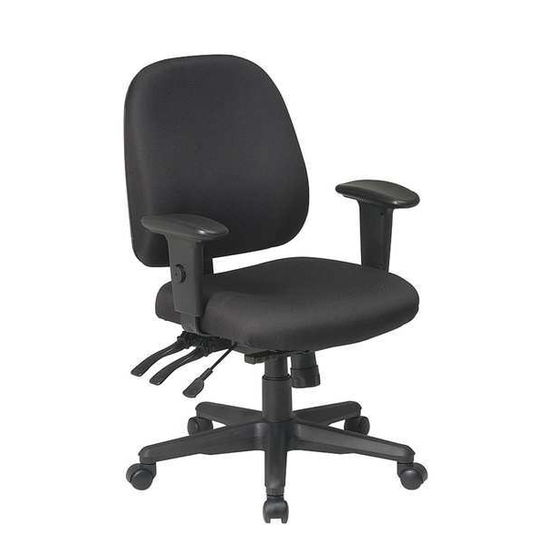 Desk Chair Desk Chair, Adjustable Arms, 3-1/2" Height, Fabric, Black