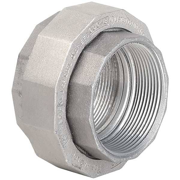 Female Conduit Union, 2-1/2 in, Threaded, Aluminum, Plain, Silver