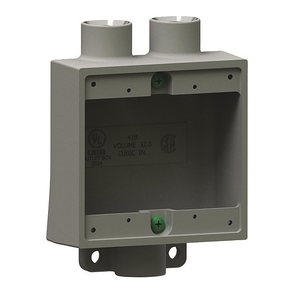 Electrical Box Cover, 2 Gangs, Rectangular, Iron