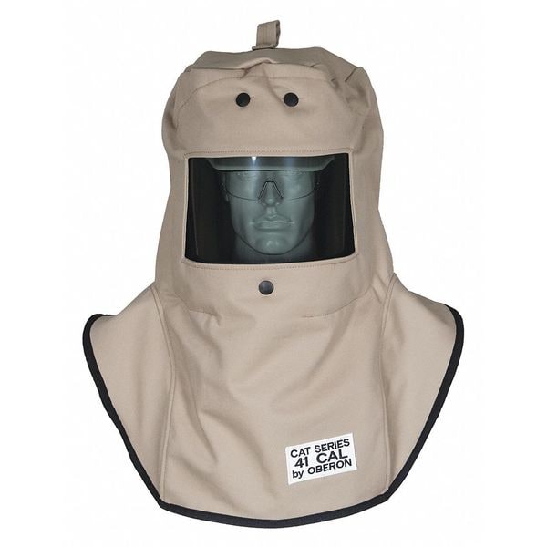 Cat4 Arcflash Hood, A3 Adpt, 4, 41 cal/sq cm, Cotton, Khaki, One Size