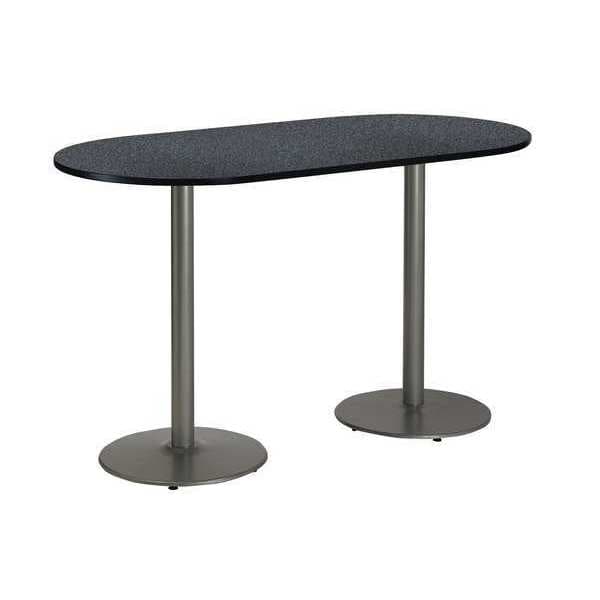 Racetrack Bistro Table, 72" W, 42" (Bar Height) H, Laminate Top, Graphite Nebula