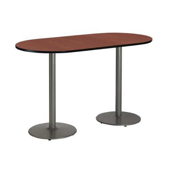 Racetrack Bistro Table, 72" W, 42" (Bar Height) H, Laminate Top, Mahogany