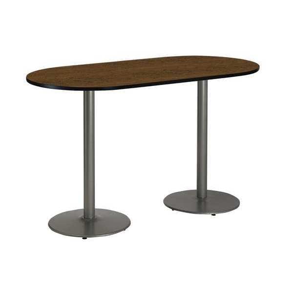 Racetrack Bistro Table, 72" W, 42" (Bar Height) H, Laminate Top, Walnut