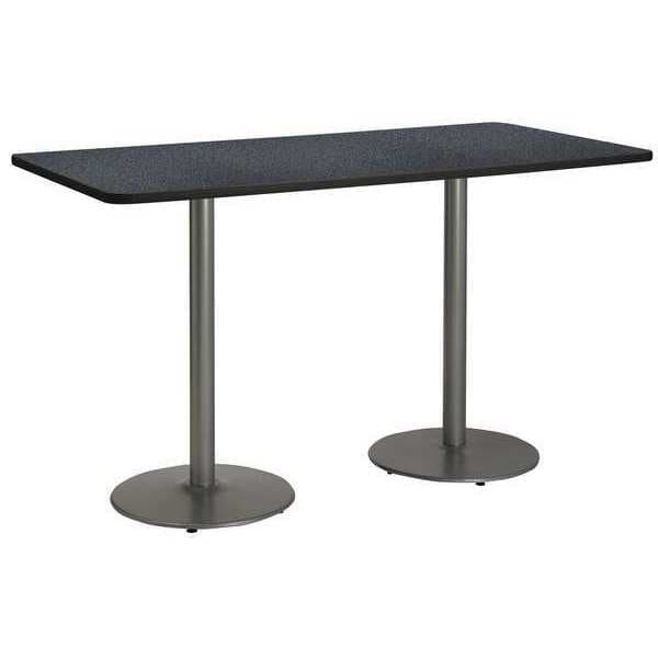 Rectangle KFI 30" x 72" Conference Table with Graphite Nebula Top, Round Silver Base, Bistro Height