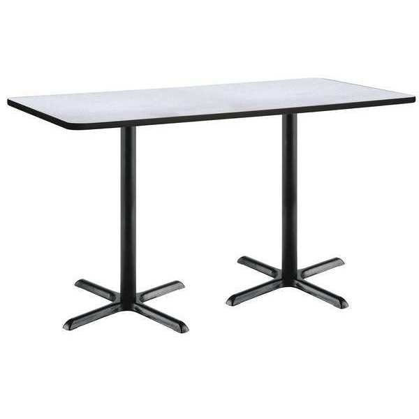 Rectangle KFI 30" x 72" Conference Table with Grey Nebula Top, Black X-Base. Bistro Height, 72 W