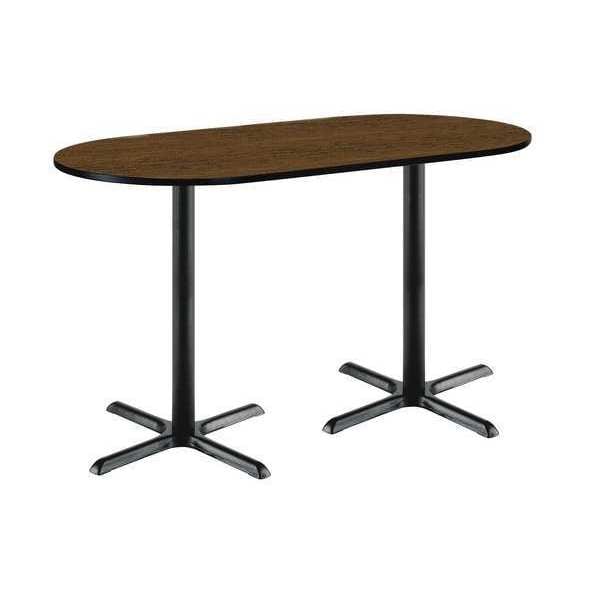 Racetrack Bistro Table, 72" W, 42" (Bar Height) H, Laminate Top, Walnut