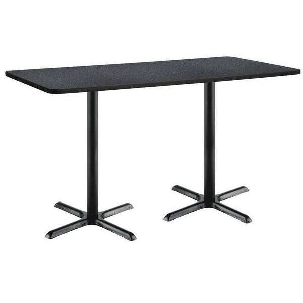 Rectangle KFI 30" x 72" Conference Table with Graphite Nebula Top, Black X-Base, Bistro Height