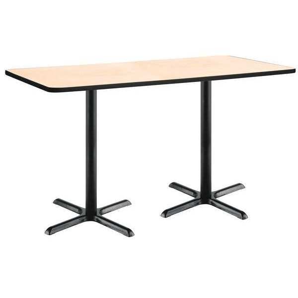 Rectangle KFI 30" x 72" Conference Table with Natural Top, Black X-Base, Bistro Height, 72 W, 30 L