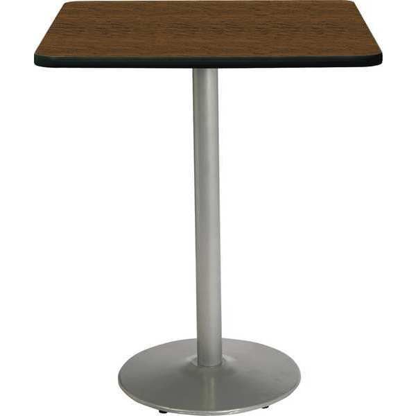 Square Bistro Table, 36" W, 42" (Bar Height) H, Laminate Top, Walnut