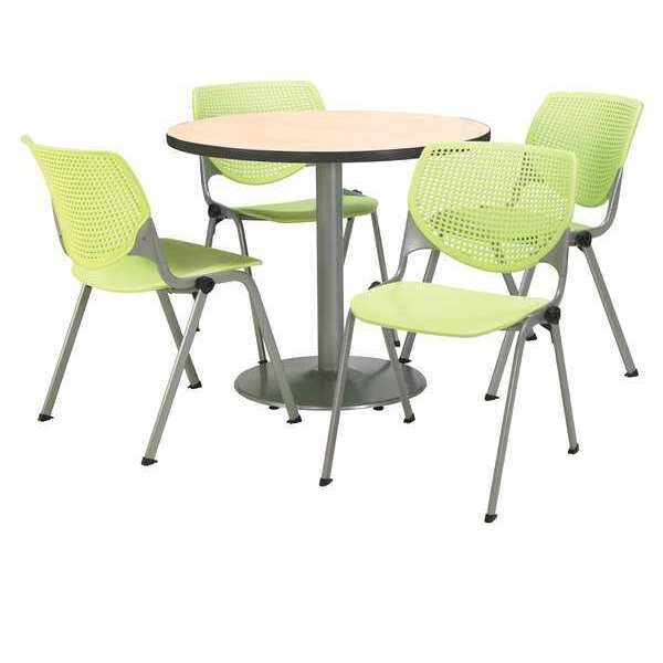 Round Breakroom Table And Chair Set, 31"(Chair) H, Laminate Top, Natural