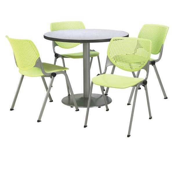 Round Breakroom Table And Chair Set, 31"(Chair) H, Laminate Top, Gray Nebula