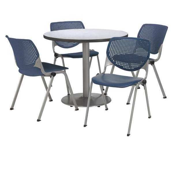 Round Breakroom Table And Chair Set, 31"(Chair) H, Laminate Top, Gray Nebula
