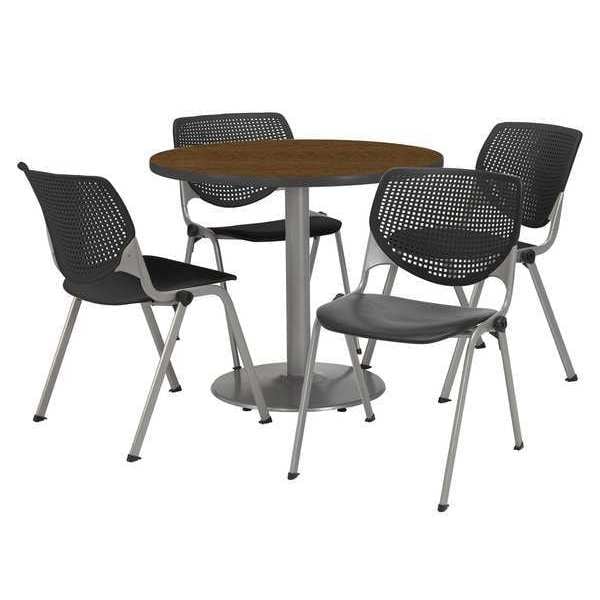 Round Breakroom Table And Chair Set, 31"(Chair) H, Laminate Top, Natural