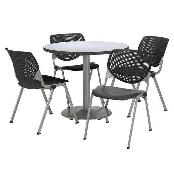 Round Breakroom Table And Chair Set, 31"(Chair) H, Laminate Top, Gray Nebula