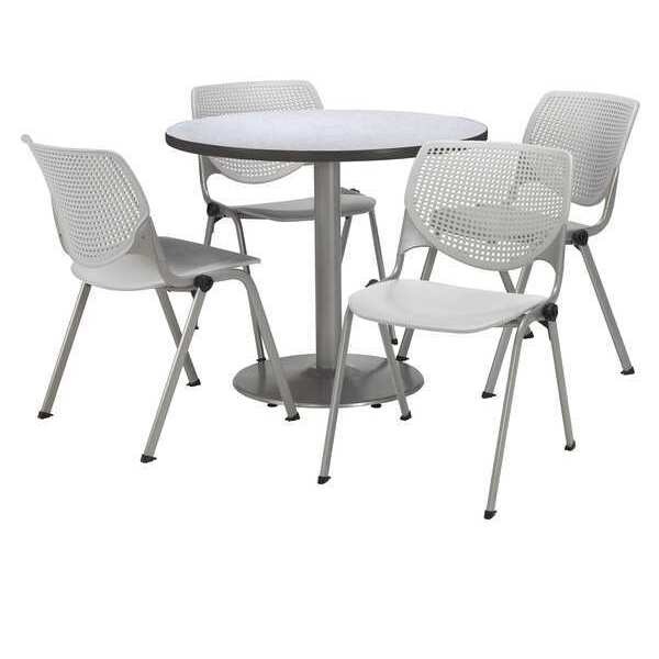 Round Breakroom Table And Chair Set, 31"(Chair) H, Laminate Top, Gray Nebula