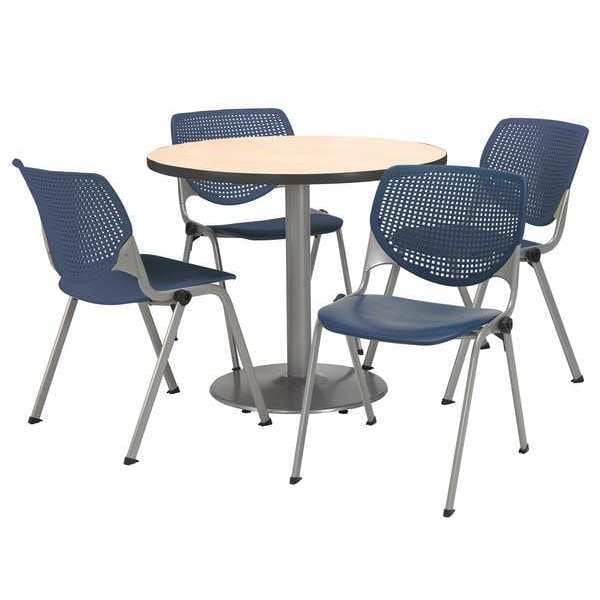 Round Breakroom Table And Chair Set, 31"(Chair) H, Laminate Top, Natural