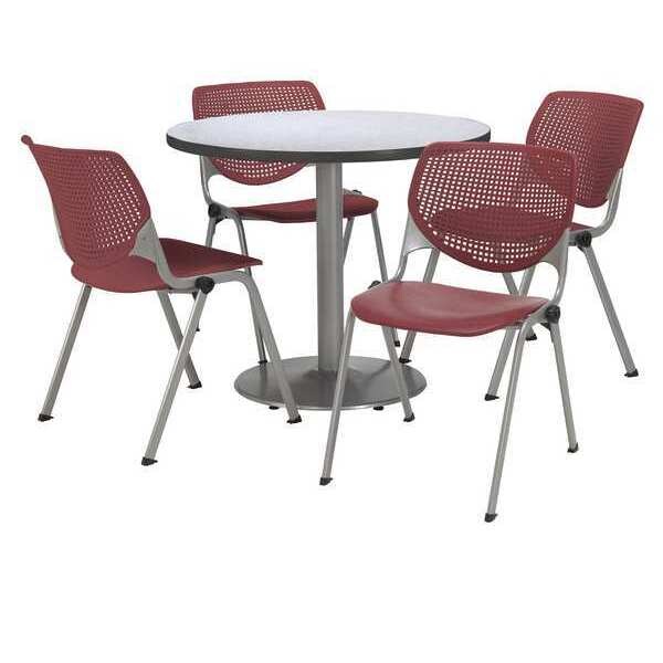 Round Breakroom Table And Chair Set, 31"(Chair) H, Laminate Top, Gray Nebula