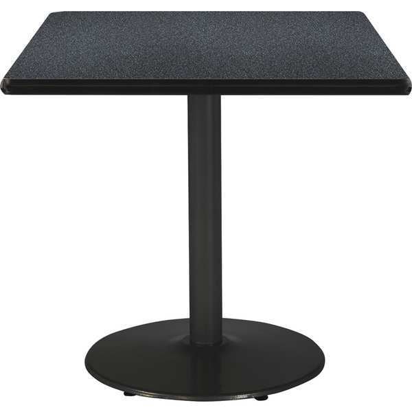 Square KFI 42" Square Breakroom Table with Graphite Nebula Top, Round Black Base, 42 W, 42 L, 29 H