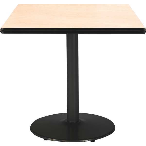 Square KFI 42" Square Breakroom Table with Natural Top, Round Black Base, 42 W, 42 L, 29 H, Natural