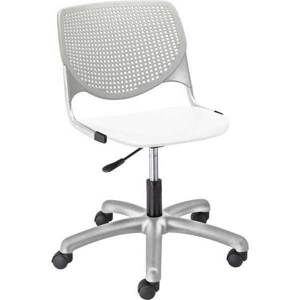 Task Chair, 15-1/2" to 20", Light Grey, White