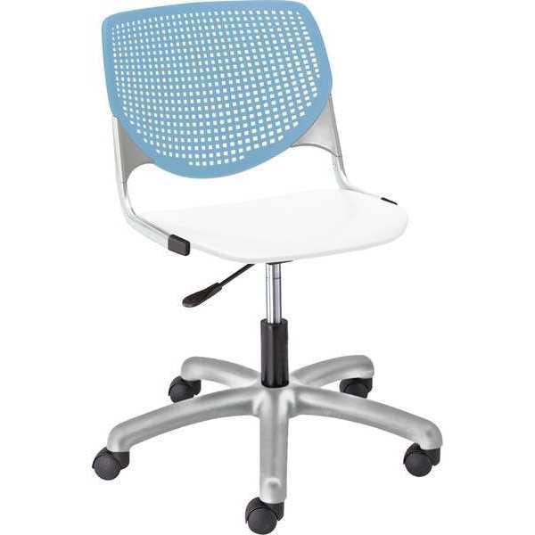 Task Chair, 15-1/2" to 20", Sky Blue, White