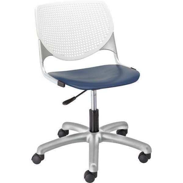 Task Chair, 15-1/2" to 20", White, Navy