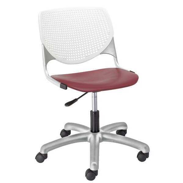 Task Chair, 15-1/2" to 20", White, Burgundy