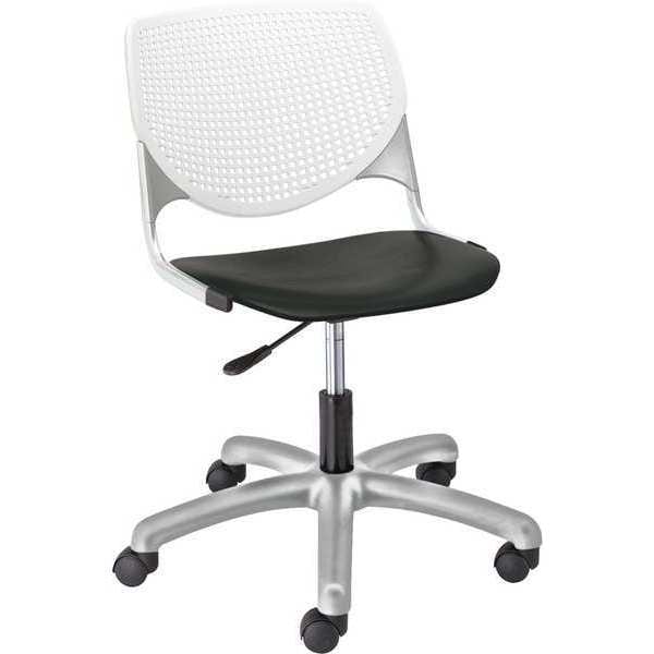 Task Chair, 15-1/2" to 20", Black, White