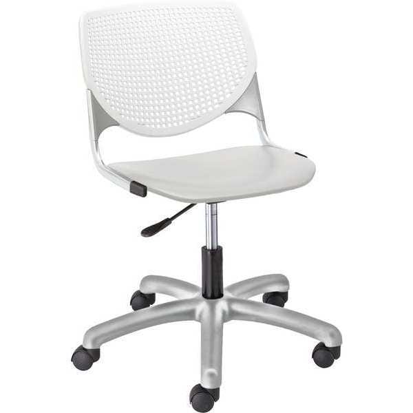 Task Chair, 15-1/2" to 20", White, Light Grey