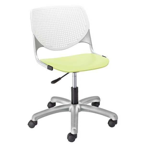 Task Chair, 15-1/2" to 20", White, Lime Green