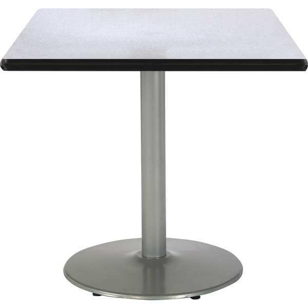 Square Pedestal Table, 30" W, 29" (Cafe Height) H, Laminate Top, Gray Nebula