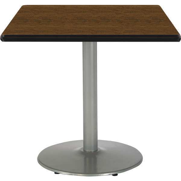 Square Pedestal Table, 36" W, 29" (Cafe Height) H, Laminate Top, Walnut