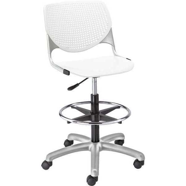 Poly Adjustable Stool, Perforated Back, Color: White