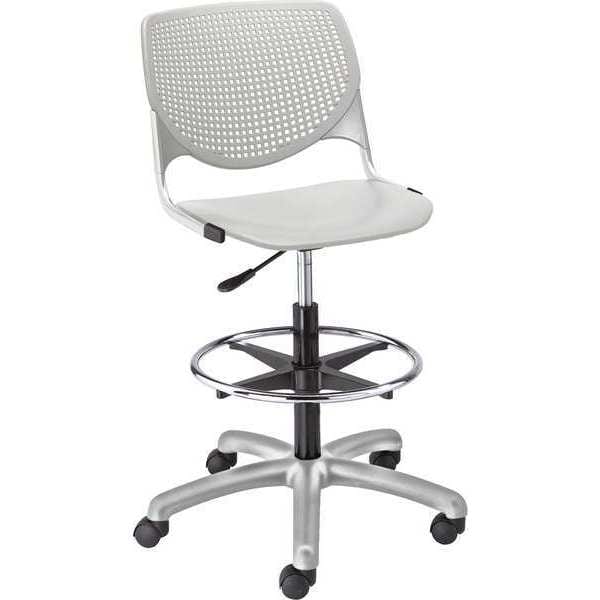 Poly Adjustable Stool, Perforated Back, Color: Light Gray
