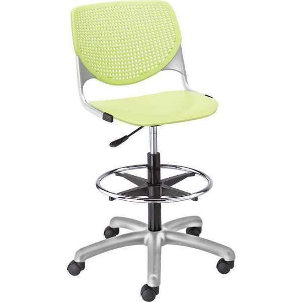 Poly Adjustable Stool, Perforated Back, Color: Lime Green