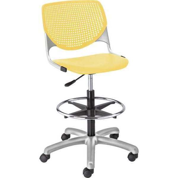 Poly Adjustable Stool, Perforated Back, Color: Yellow