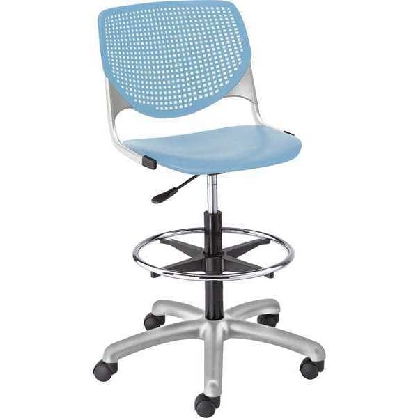 Poly Adjustable Stool, Perforated Back, Color: Sky Blue