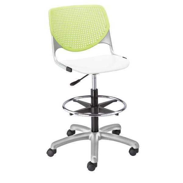 Poly Adjustable Stool, Perforated Back, Color: Lime Green, White