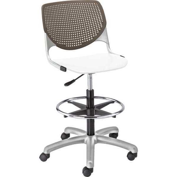 Poly Adjustable Stool, Perforated Back, Color: Brownstone, White