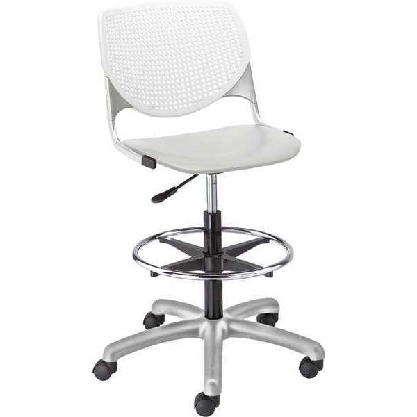 Poly Adjustable Stool, Perforated Back, Color: White, Light Gray