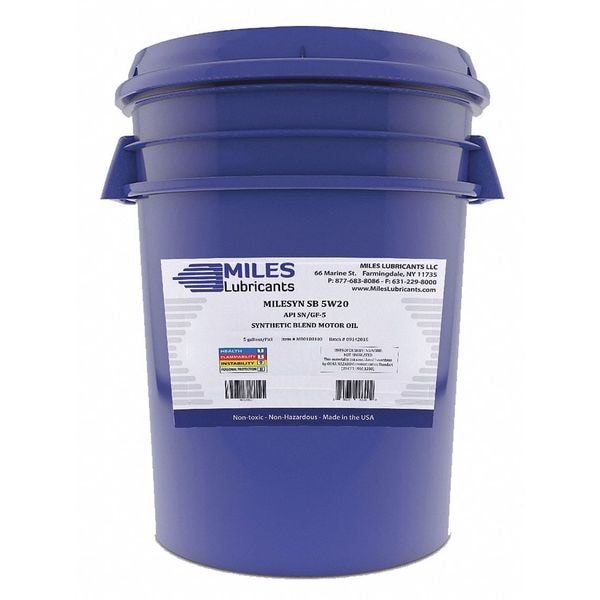 SB Motor Oil, 5W-20, Synthetic, 5 Gal