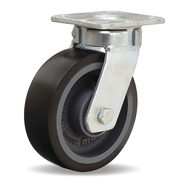 Standard Duty Kingpinless Caster, 6" x 2" Duralast-XC Polyurethane (70D) on Cast Iron Wheels