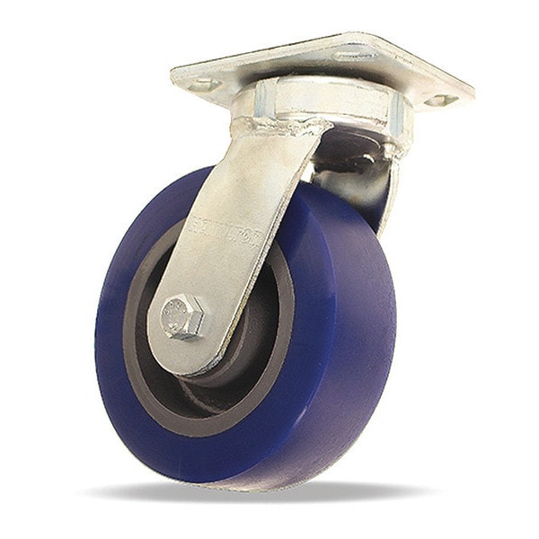 Standard Duty Kingpinless Caster, 6" x 2" Ergo-Glide XT Polyurethane (95A) on Cast Iron Wheel