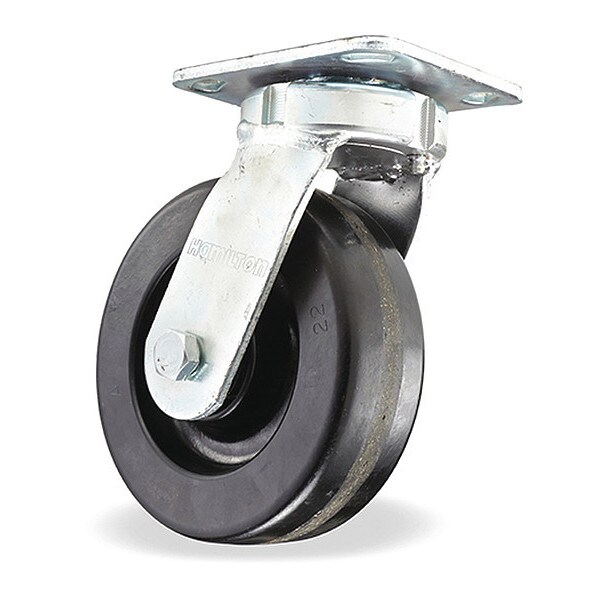Standard Duty Kingpinless Caster, 6" x 2" Plastex Phenolic Wheel, 3/4" Straight Roller Bearing