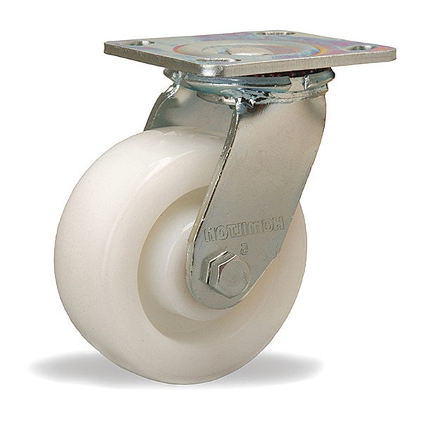 Standard Duty Kingpinless Caster, 5" x 2" White Nylon Wheel, 1/2" Sealed Precision Ball Bearings